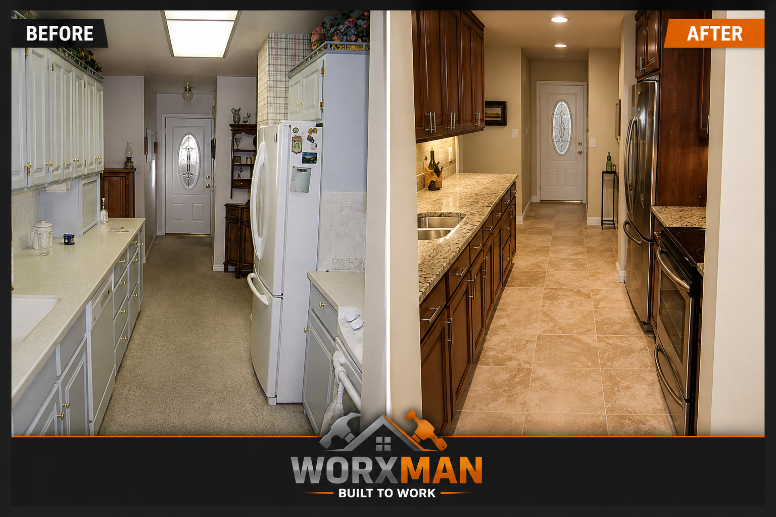 Before and after kitchen remodel in Millcreek
